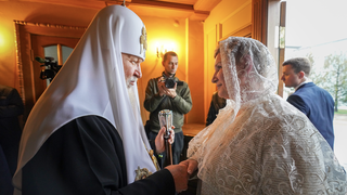 Kirill, en un acto en el monasterio de la Trinidad