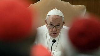 Francisco se dirige a unos cardenales