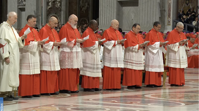 Los nuevos cardenales, algunos con el hábito blanco de los dominicos, como Radcliffe