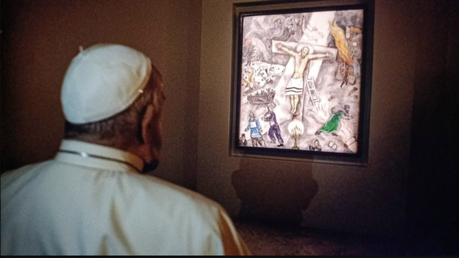 Francisco, ante el cuadro de Chagall