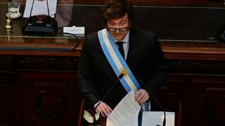 Milei en un discurso a la Cámara de Diputados