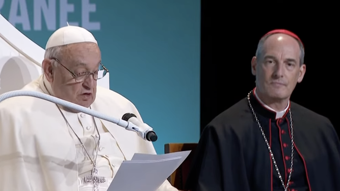 Francisco, con el cardenal Bustillo