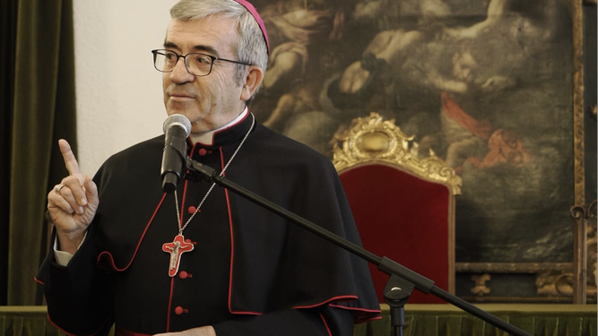 Argüello durante su felicitación navideña en el Arzobispado