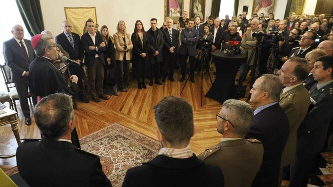 Luis Argüello durante su felicitación navideña en el Arzobispado