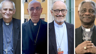 De izquierda a derecha, Zuppi, Fernández, Czerny y Turkson