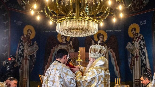 Celebración de la Navidad ortodoxa en Skopje, Macedonia
