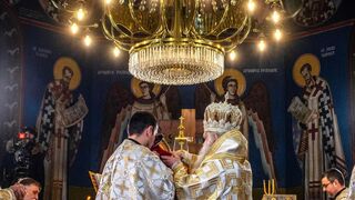 Celebración de la Navidad ortodoxa en Skopje, Macedonia