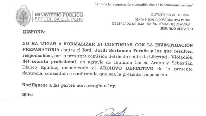 Archivo de la demanda contra Jordi Bertomeu