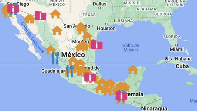 Mapa de albergues de la Iglesia en México