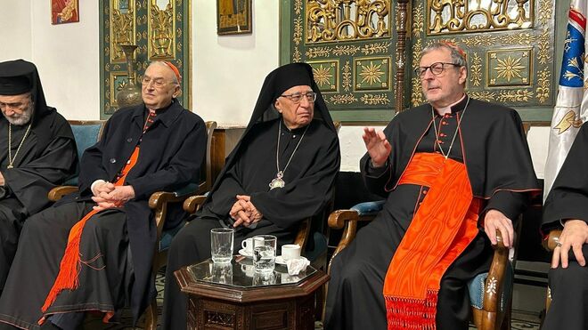 Gugerotti y el patriarca S.B. Joseph Absi en Damasco