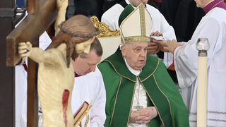 El papa interrumpe la lectura de su homilía