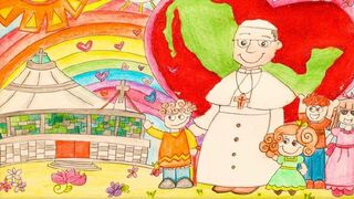 Un dibujo infantil con el Papa