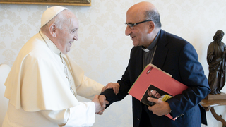 El Papa saluda al cardenal Chomali