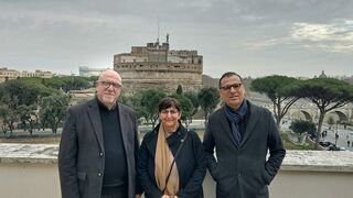 Rifat Kassis, Sahar Francis y Munther Isaac en Roma