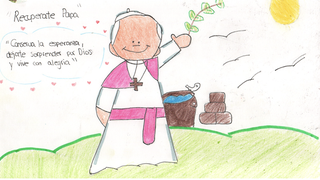 Dibujo de un niño al Papa