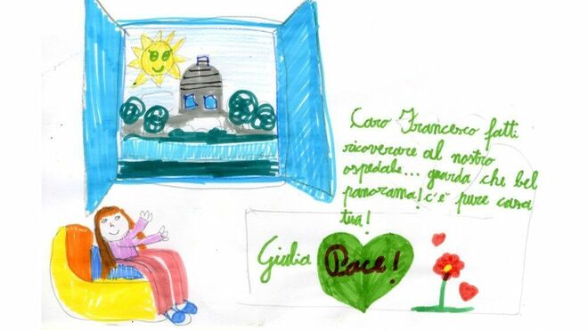 Dibujo de un pequeño paciente al Papa