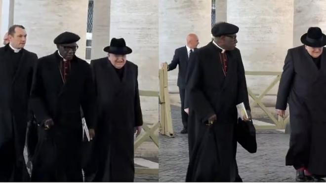 Burke y Sarah, llegando juntos a la primera de las congregaciones