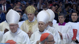 Fernández Artime, flanqueado por Parolin y Prevost