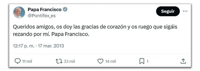 Primer tuit de Francisco