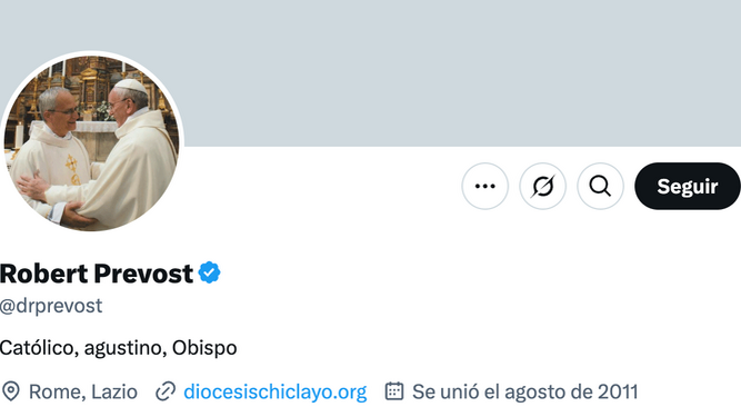 La única cuenta oficial en X del cardenal Prevost