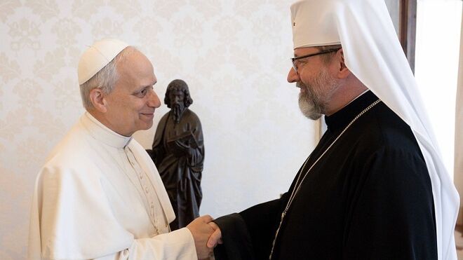 León XIV recibe a Sviatoslav Shevchuk / Vatican Media