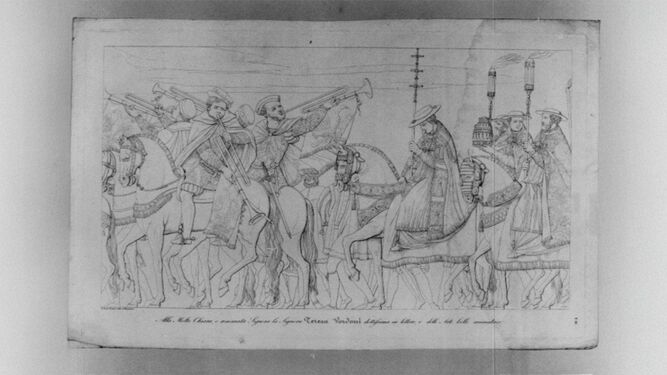 Dibujo de una cabalgata papal
