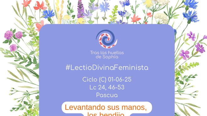 Levantando sus manos, los bendijo