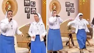 hermana Irmã Marizele en un programa de TV