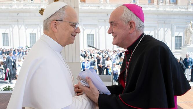 Ángel Pérez Pueyo, con el Papa León XIV