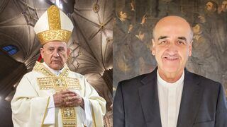 Monseñor Zamora (a la izda) y Pedro Aguado, obispo electo de Huesca