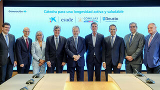 De izquierda a derecha: Juan José Etxeberria, Javier Valle, Mar Vila, Josep Maria Coronas, Tomás Muniesa, Jaume Guardiola, Jaume Masana, Antonio Allende y Sergi Loughney