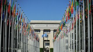 La Oficina de las Naciones Unidas en Ginebra, Suiza, ubicada en el histórico Palais des Nations.