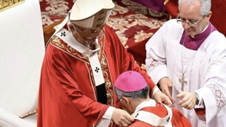 León XIV impone el palio a monseñor Vizcarra