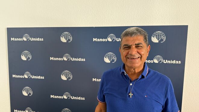 Georges Sabe, maristas azules de Alepo, en la sede de Manos Unidas