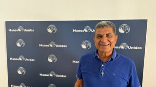 Georges Sabe, maristas azules de Alepo, en la sede de Manos Unidas