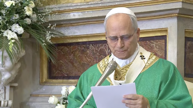 León XIV, durante su homilía
