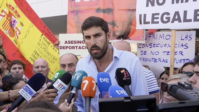 El presidente de Vox en la Región de Murcia, José Ángel Antelo, en Torre Pacheco