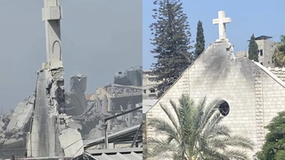 La parroquia, antes y después del bombardeo