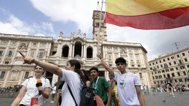 Jóvenes españoles en Roma