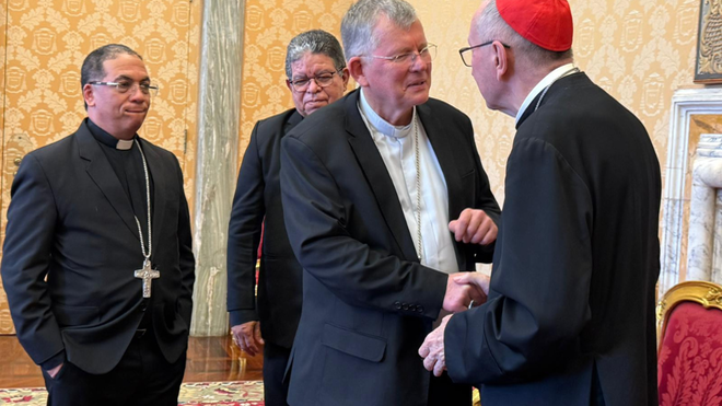 Jaime Spengler saluda al Pietro Parolin