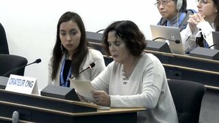 Sonia Olea, de Cáritas, en Naciones Unidas