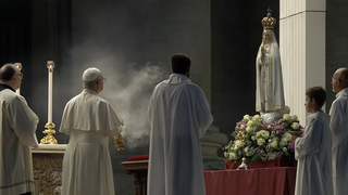 León XIV, con la virgen de Fátima