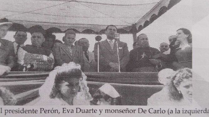 Eva Duarte, Perón y monseñor De Carlo