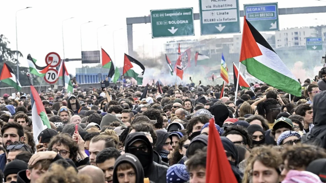Protestas a favor de Gaza en Italia