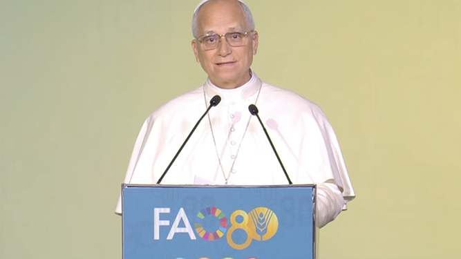 León XIV, en la sede de la FAO