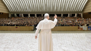 León XIV saluda en el Aula Pablo VI a los asistentes a las canonizaciones