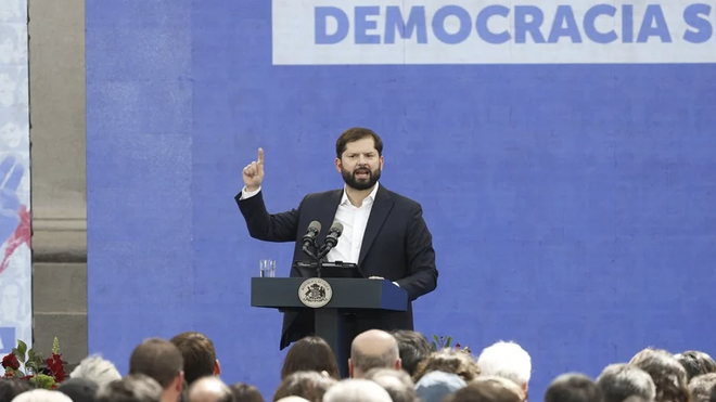 El presidente de Chile, Gabriel Boric, en un reciente acto