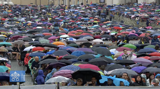 Paraguas en la plaza de san Pedro
