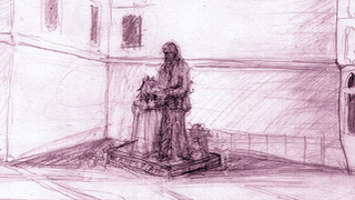 Boceto del grupo escultórico dedicado a Gaudí en Reus