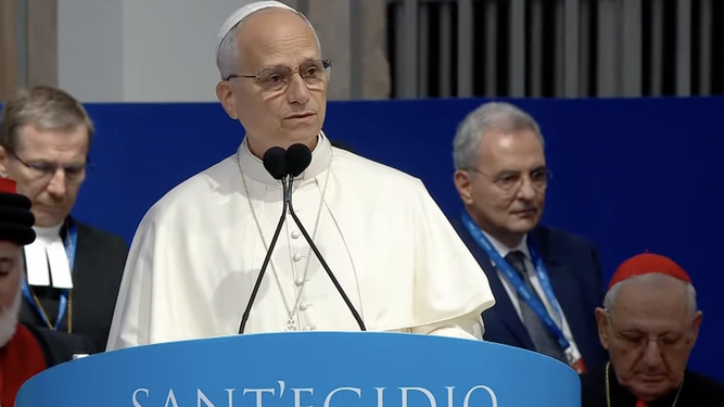 León XIV, en el encuentro por la paz de Sant'Egidio